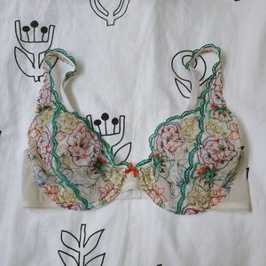 34DD Free People Unlined Mesh Embroidered Bra